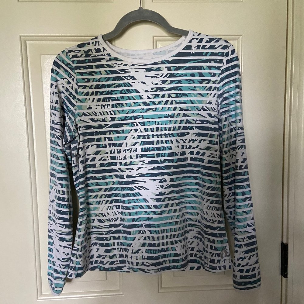 Rash Guard - tropical blue/green/white pattern!